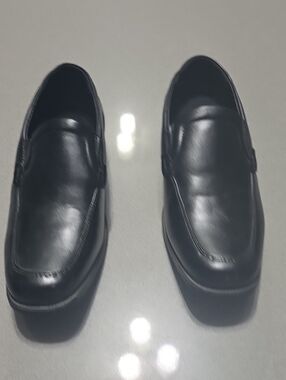 Classic Black Leather Slip-On Dress Loafers - Boy's